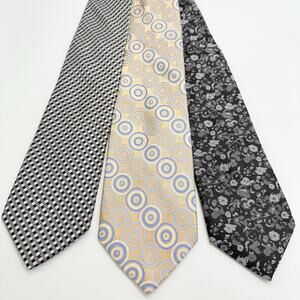 Lot (3) Michael Kors Necktie Mens Tie Multicolor Check Floral Geometric Silk 59"